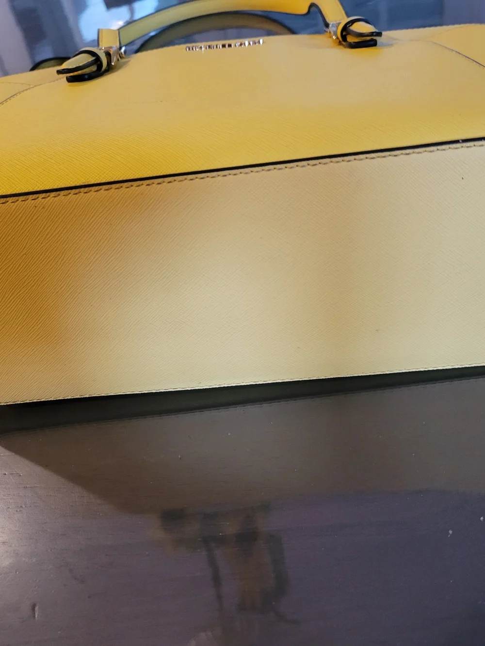 Michael Kors Yellow Saffiano Satchel with Gold Hardware